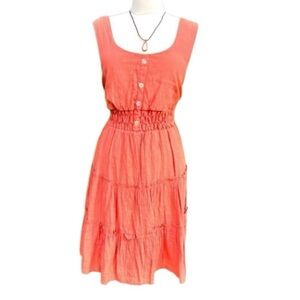 Burnt orange Sleeveless Button-Front Dress
